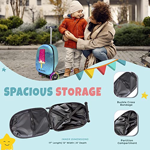 Ice Cream Graphic Suitcase Scooter for Kids Ages 3+