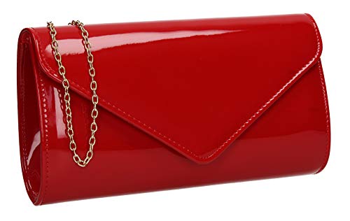 SwankySwans Red Patent Evening Clutch Bag