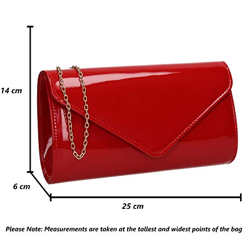 SwankySwans Red Patent Evening Clutch Bag