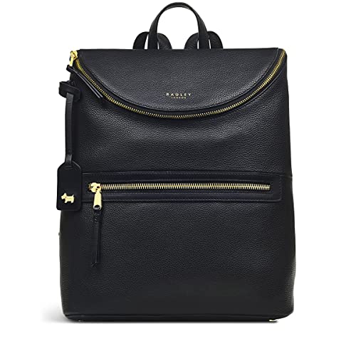 Black Leather Crown Hill Flapover Backpack by RADLEY