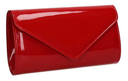 SwankySwans Red Patent Evening Clutch Bag