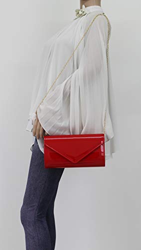 SwankySwans Red Patent Evening Clutch Bag
