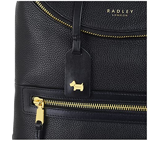 Black Leather Crown Hill Flapover Backpack by RADLEY