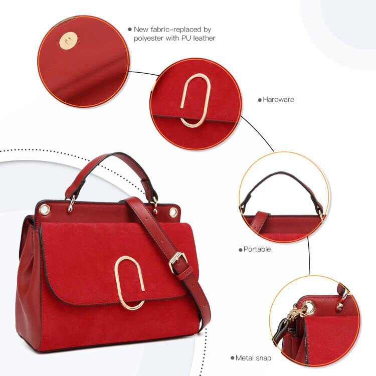 MISS LULU Women's Suede Top Handle Designer Handbag