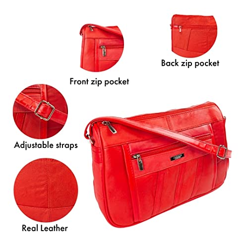 Woodland Leather Crossbody Bag: Genuine Leather, Multi Compartment