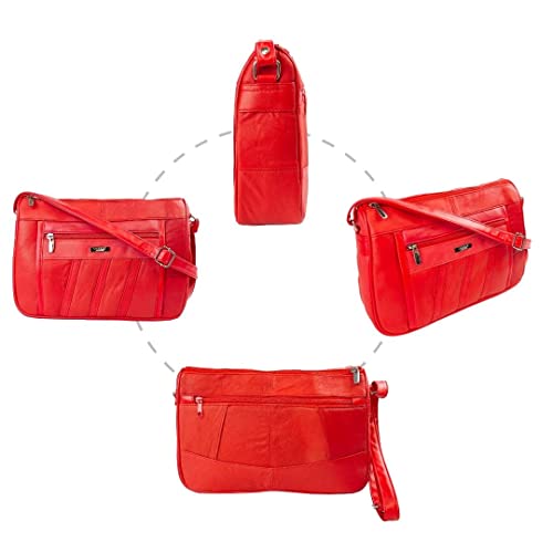 Woodland Leather Crossbody Bag: Genuine Leather, Multi Compartment