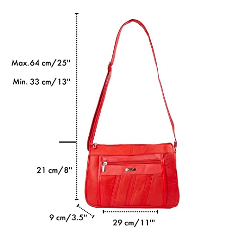 Woodland Leather Crossbody Bag: Genuine Leather, Multi Compartment