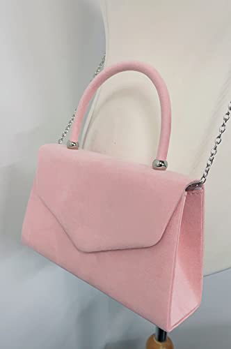 LeahWard Damen-Clutch-Tasche, Wildlederimitat, Griff oben, pastellrosa