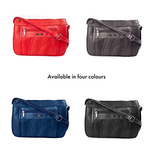 Woodland Leather Crossbody Bag: Genuine Leather, Multi Compartment