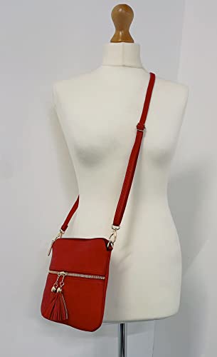 LeahWard Women's Red Tassel Designer Crossbody Handbag