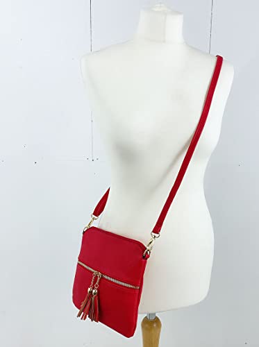LeahWard Women's Red Tassel Designer Crossbody Handbag