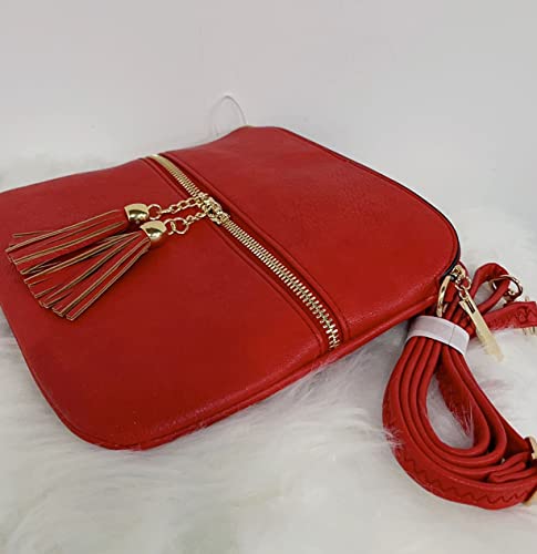 LeahWard Women's Red Tassel Designer Crossbody Handbag