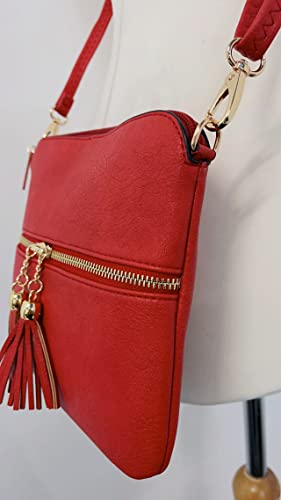 LeahWard Women's Red Tassel Designer Crossbody Handbag