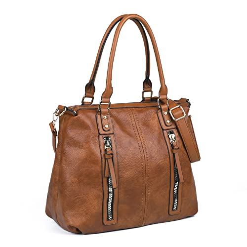 Brown Large Designer Hobo Bag with Top Handle