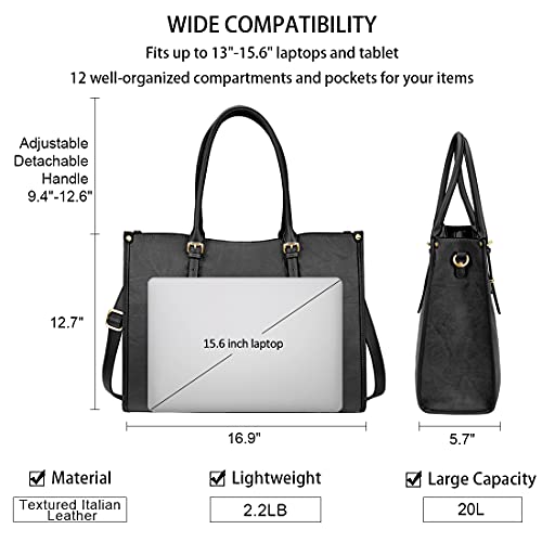 NUBILY Damen Designer Umhängetasche Schwarz 15.6 Zoll