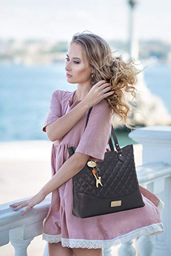 SOFIA White Quilted Leather Tote/Shoulder Bag by Catwalk Collection