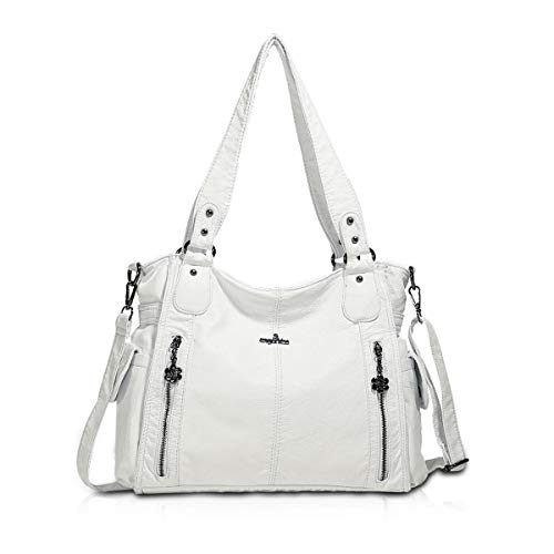 Nicole & Doris White Leather Designer Shoulder Bag