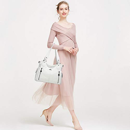 Nicole & Doris White Leather Designer Shoulder Bag