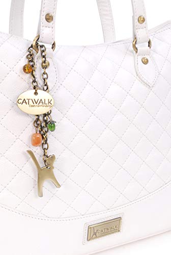 SOFIA White Quilted Leather Tote/Shoulder Bag by Catwalk Collection