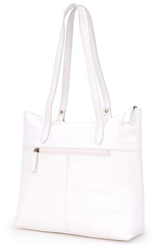 SOFIA White Quilted Leather Tote/Shoulder Bag by Catwalk Collection
