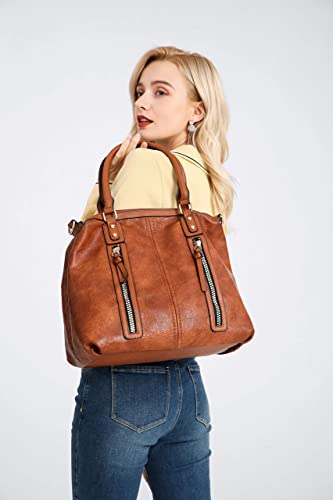 Brown Large Designer Hobo Bag with Top Handle