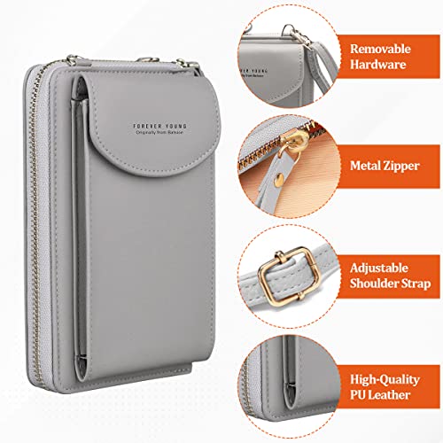 Women's Leather Crossbody Bag with Wallet Card Slots