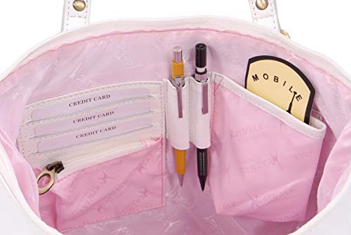 SOFIA White Quilted Leather Tote/Shoulder Bag by Catwalk Collection