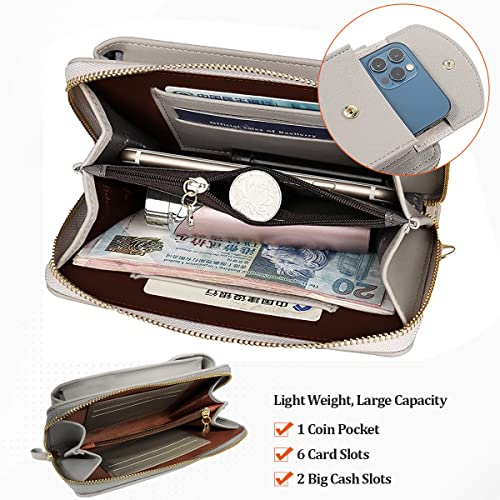 Women's Leather Crossbody Bag with Wallet Card Slots