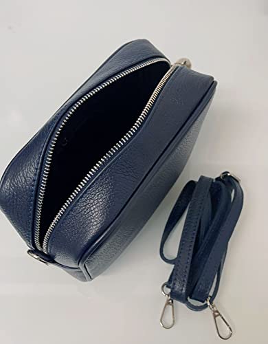 LeahWard Genuine Leather Crossbody Bag - Navy