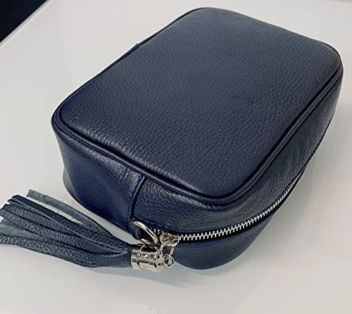 LeahWard Genuine Leather Crossbody Bag - Navy