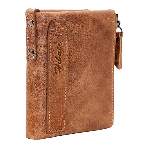 Hibate Men's Leather RFID-blocking Wallet with Coin Pocket