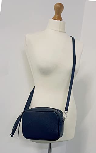 LeahWard Genuine Leather Crossbody Bag - Navy