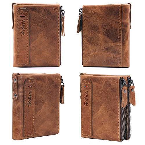 Hibate Men's Leather RFID-blocking Wallet with Coin Pocket