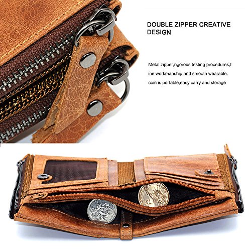 Hibate Men's Leather RFID-blocking Wallet with Coin Pocket