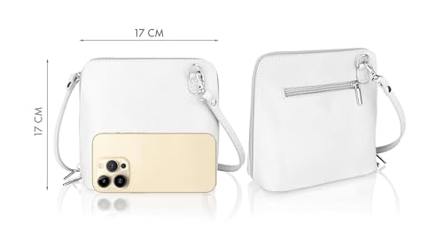 Italian Leather Cross Body Bag for Women - White