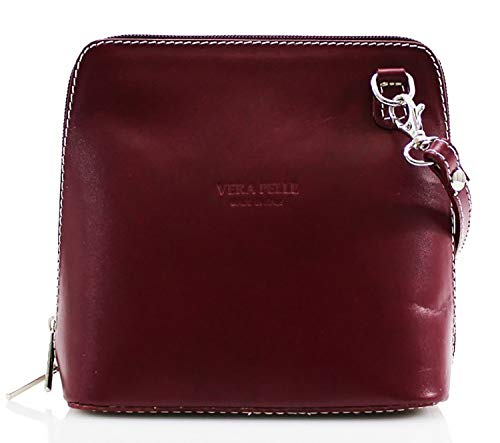 Luxurious Italian Leather Mini Cross Body Bag (Burgundy)