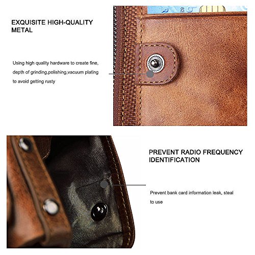 Hibate Men's Leather RFID-blocking Wallet with Coin Pocket