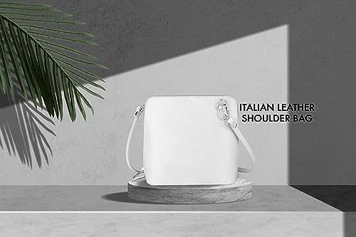 Italian Leather Cross Body Bag for Women - White