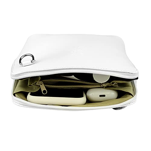 Italian Leather Cross Body Bag for Women - White