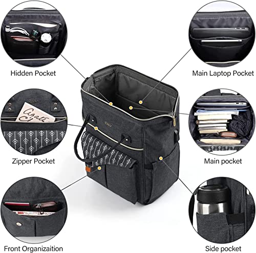 Women's Waterproof Backpack with USB Charging Port, Black