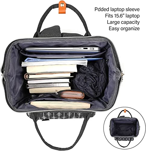 Women's Waterproof Backpack with USB Charging Port, Black