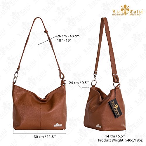 Red Italian Leather Medium Shoulder Hobo Bag - LiaTalia