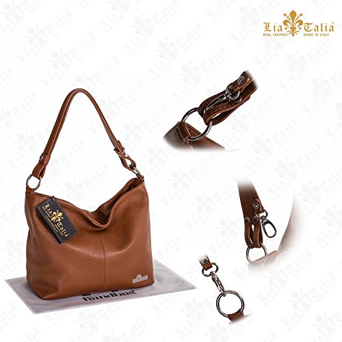 Red Italian Leather Medium Shoulder Hobo Bag - LiaTalia