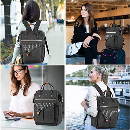 Women's Waterproof Backpack with USB Charging Port, Black