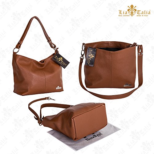 Red Italian Leather Medium Shoulder Hobo Bag - LiaTalia