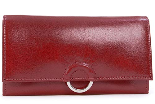 Catwalk Collection Handbags - Large Organiser Purse - Genuine Leather - Red