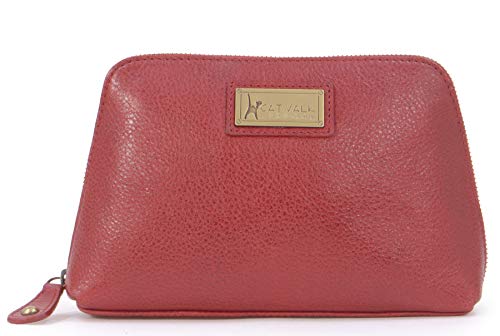 Catwalk Collection Emma Red Designer Leather Cosmetic Bag