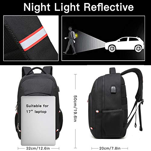 Black 17 inch Designer Laptop Backpack with USB Port
