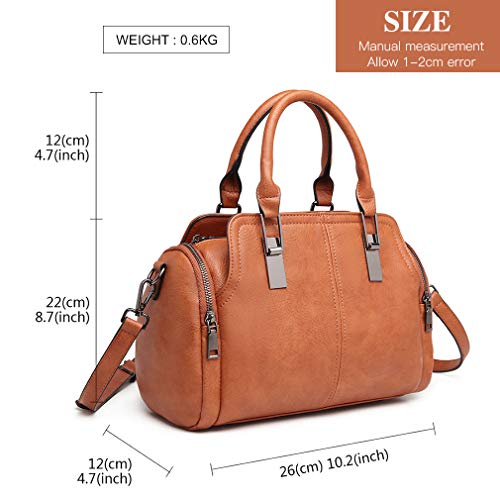 Miss Lulu Retro Boston Top Handle Crossbody Handbag