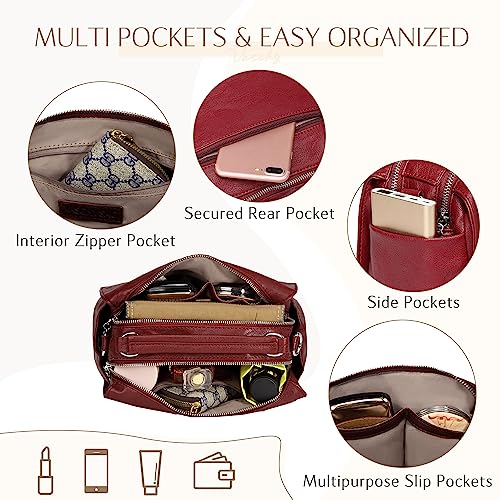 Burgundy Vegan Leather Handbag with Top Handle & Shoulder Bag